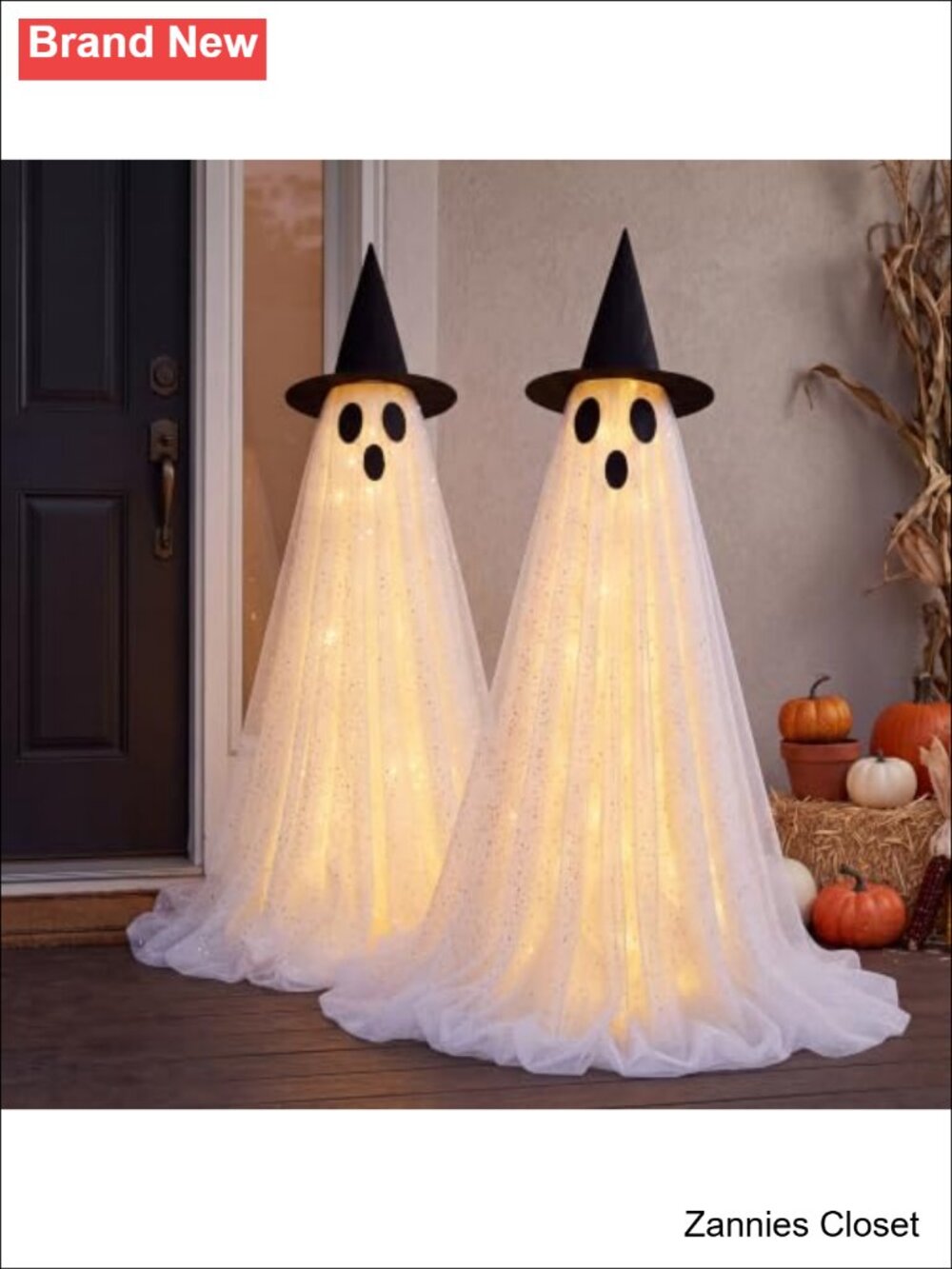 👻 JOYIN 2 Pack 47'' Light Up Standing Ghosts Halloween Yard Decor